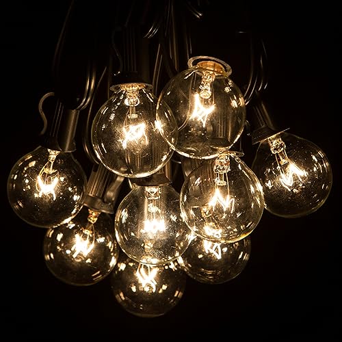 Miniatura 2 de Hometown Evolution, Inc. Guirnalda de luces de globo para exteriores de 10 pies (10 pies, transparente G40 - cable negro - bombillas de 1.6 pulgadas