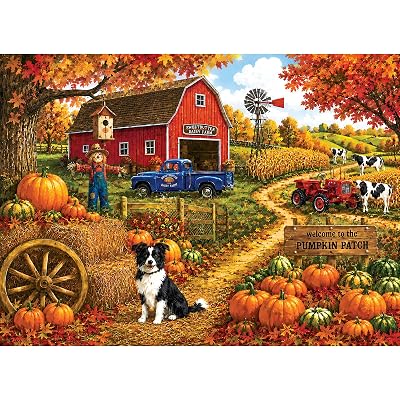 500 Piece Puzzles for Adults, Country Pumpkin Patch Harvest Jigsaw Puzzle