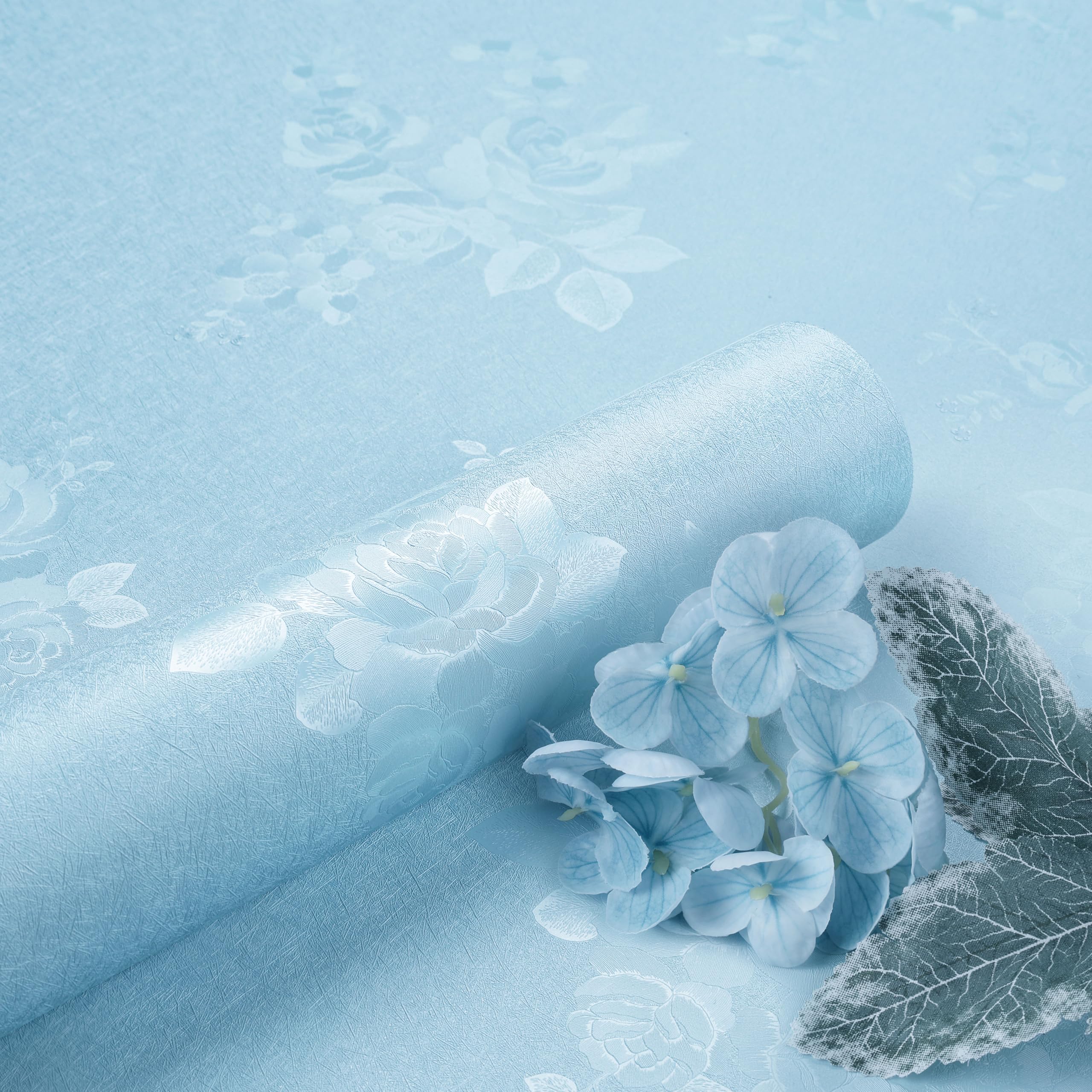 Papier peint autocollant fleuri ReWallpaper 40cmx7m bleu ciel