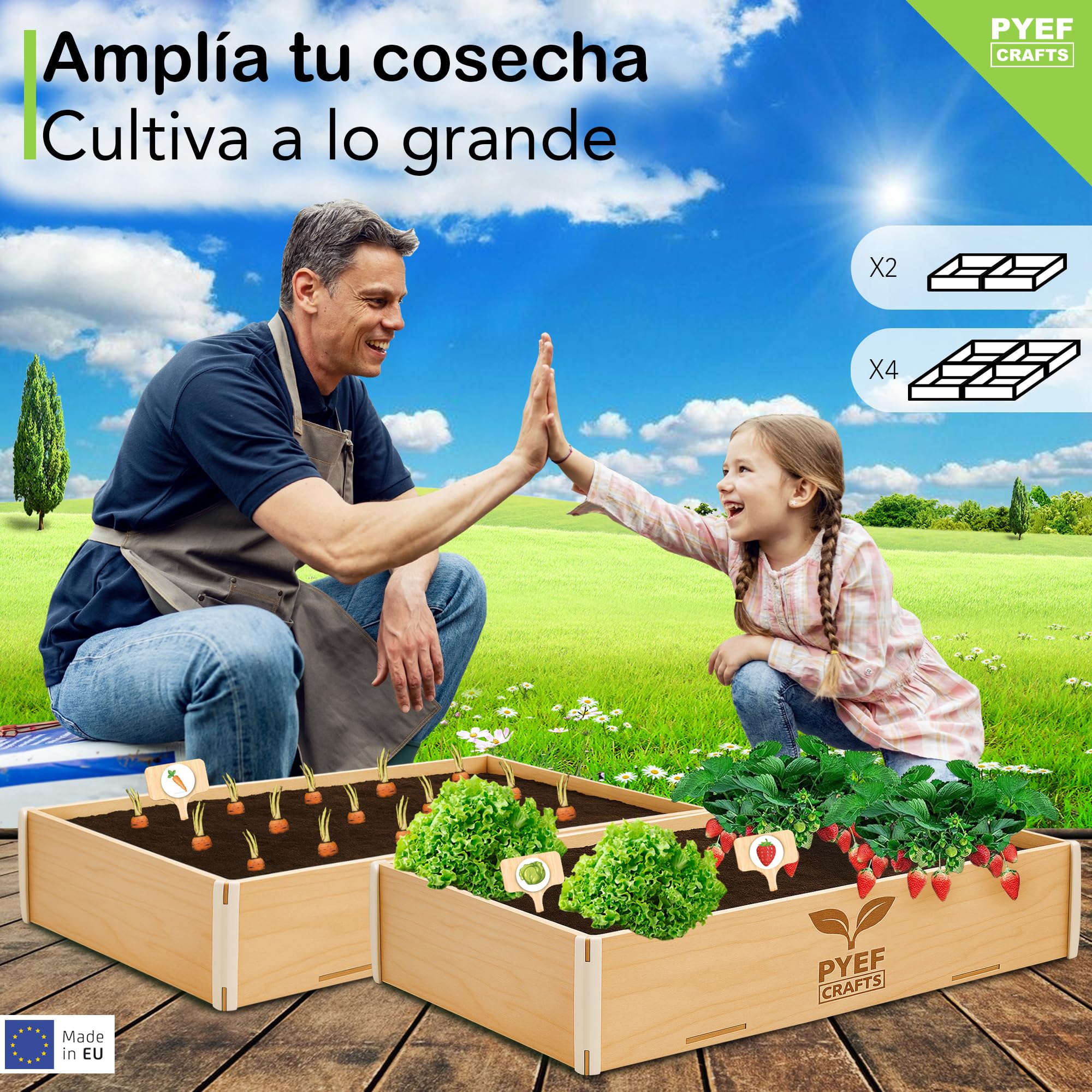 Huerto Urbano para Niños - Kit de Jardinería Completo con 4 Variedades de Semillas de Hortalizas y Verduras - Huerto Ecológico en Casa, Regalo Educativo y Creativo