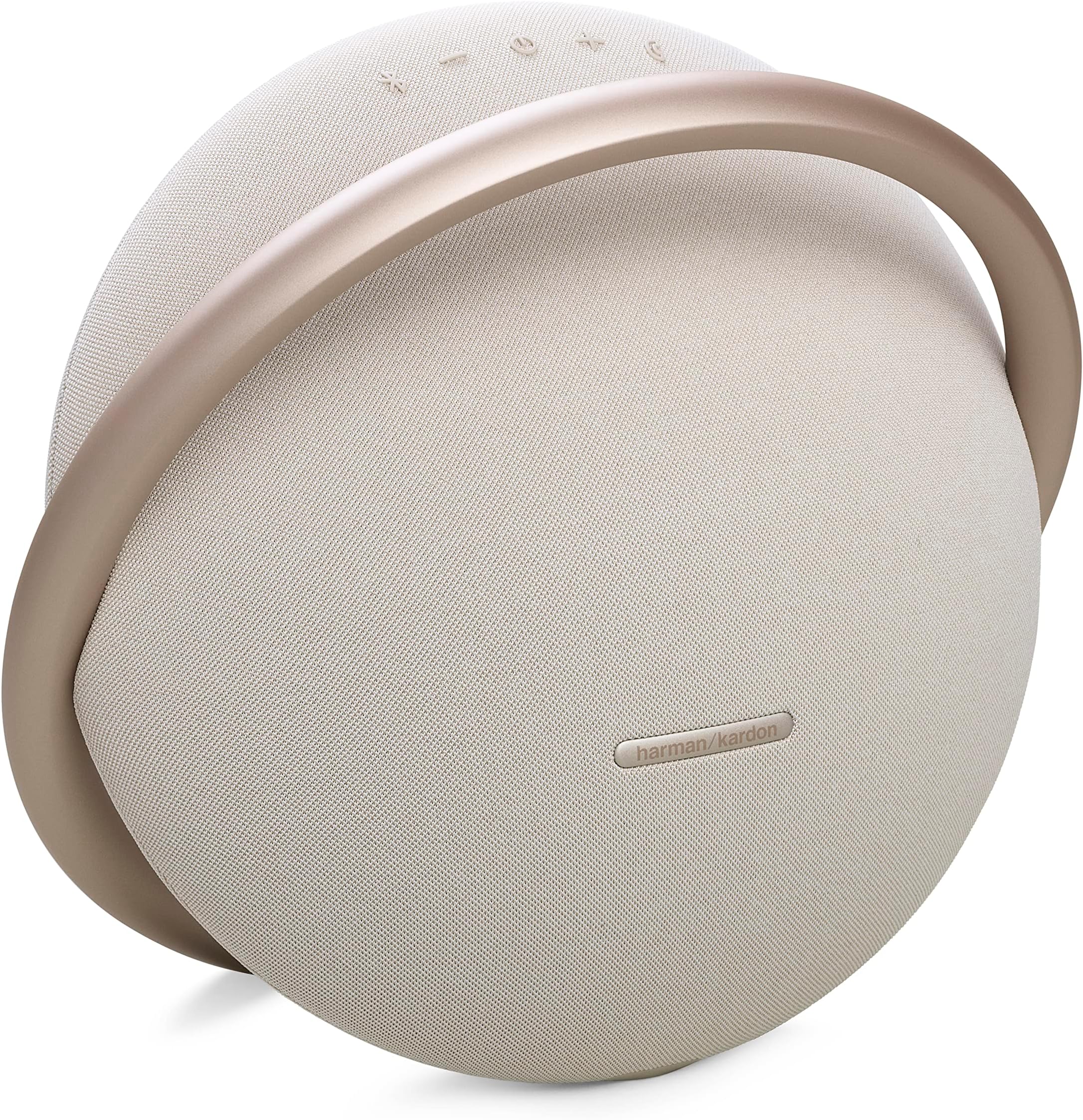 Harman Kardon Onyx Studio 8 Portable Stereo Bluetooth Speaker, Superior Sound, Elegant Design, Self-Tuning, 8 Hours Battery, Eco-Friendly Materials, Built-In Dual Mic - Champagne, HKOS8CPNUK