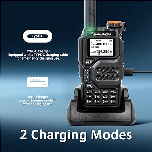 Miniatura 4 de QUANSHENG UV-K5 Walkie Talkie Dual Band 5W Recargable Radio bidireccional NOAA Receptor meteorológico de emergencia con cable de carga tipo C,