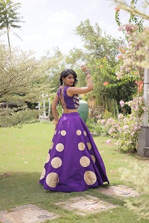 Navratri Lehenga Choli Set for Women, Roman Silk Garba Chaniya Choli with Mirror & Gota Work, Fully Stitched