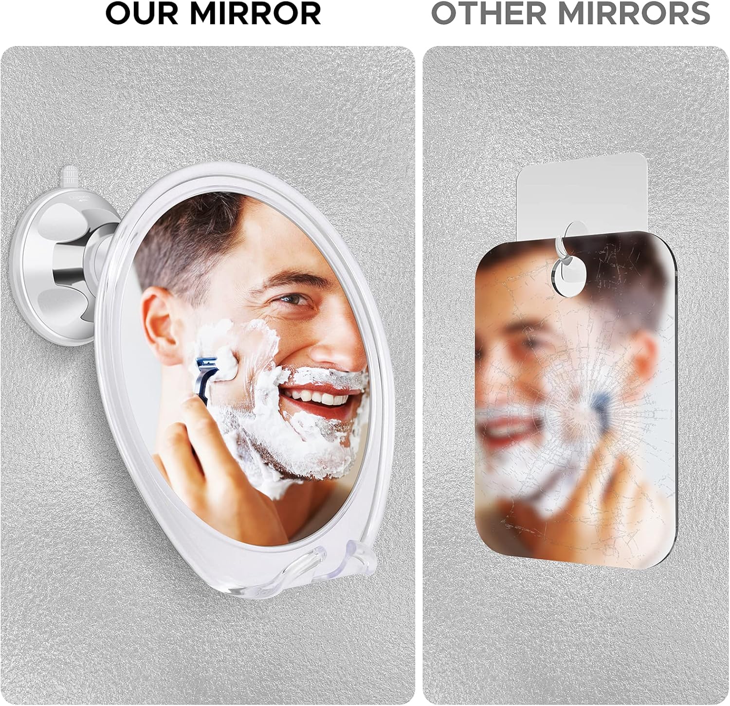 Onemango Shower Mirror, Fogless Bathroom Shaving Mirror with Razor Hook, 360° Swivel Suction Portable Shower Makeup Mirror -