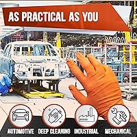 Vista 5 de CHAMPION - Guantes de nitrilo naranja, 8 mil, guantes de resistencia industrial, automotriz y mecánico