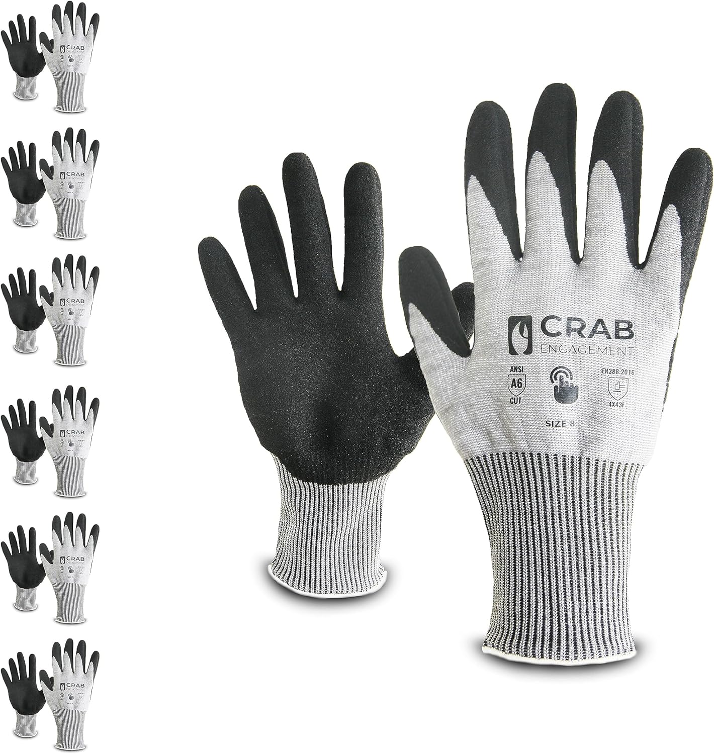 Working Gloves Nylon Ultra-elastic With Nitrile Microfoam Coating, Heavy Duty Gloves Resistant to Cut, Grey