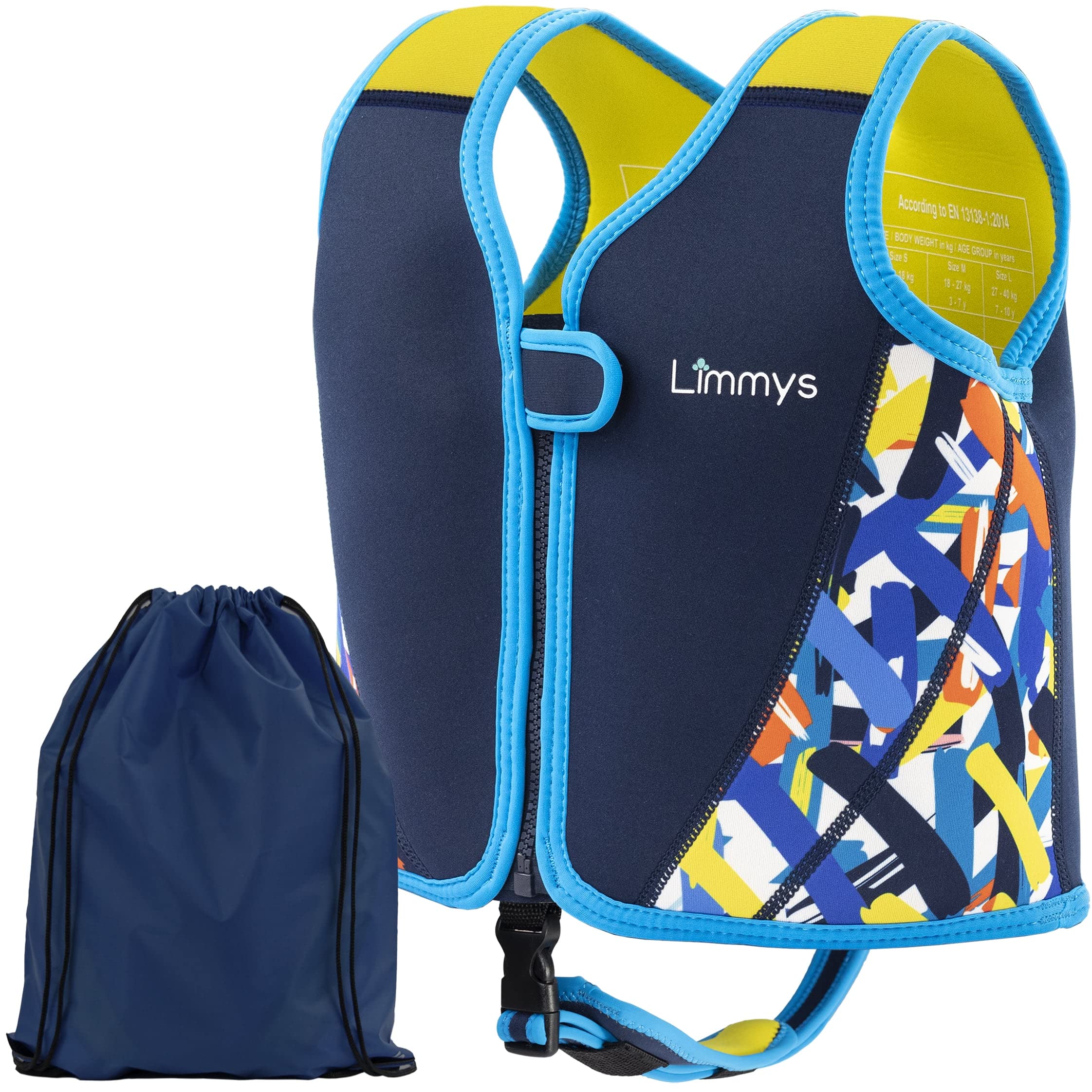 Limmys Chaleco de Natación para Niños Premium – Chaleco Flotador Infantil Que Ayuda a Nadar a Niños Pequeños – Chaleco de Piscina para Bebés, Niños y Niñas de Moderno Diseño – Incluye Bolsa