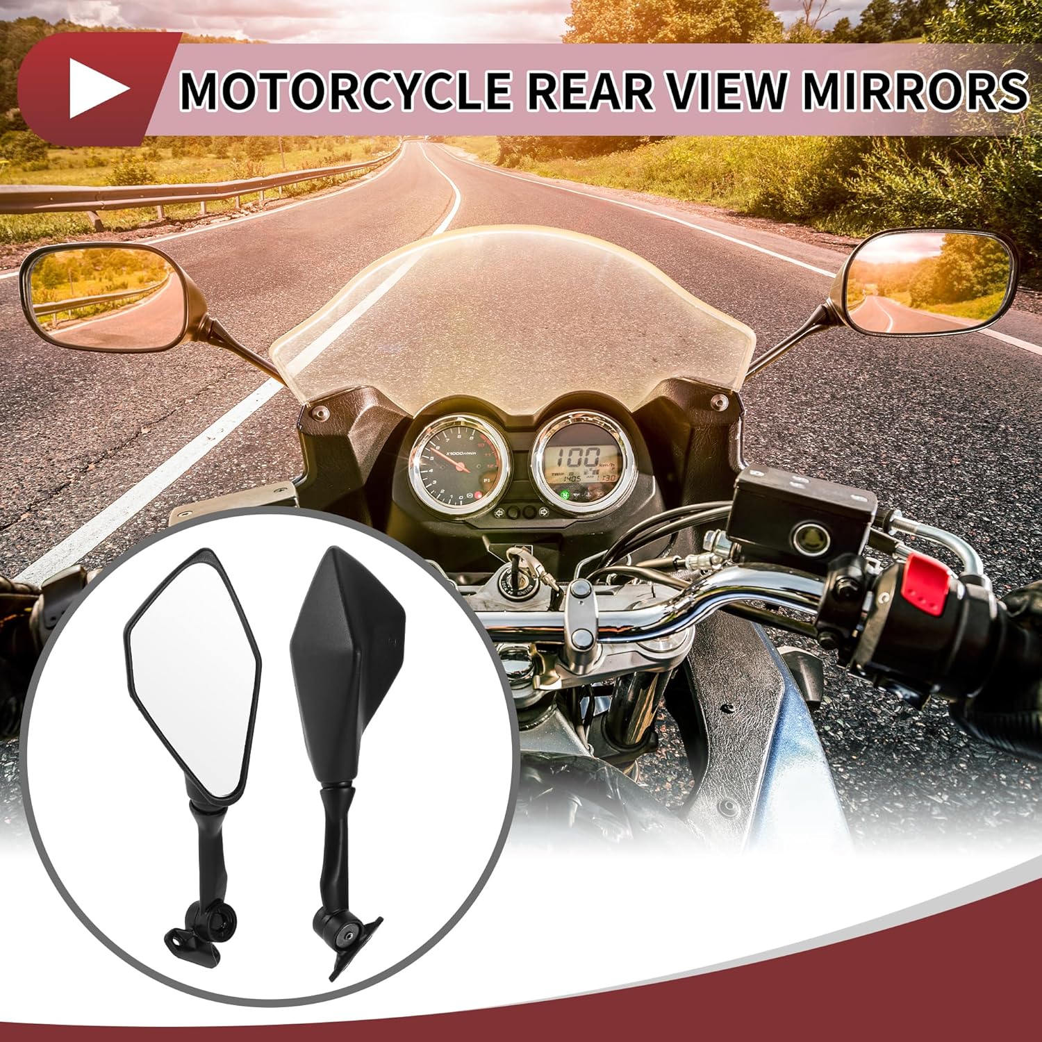 1 Set Motorcycle Rear View Mirrors for Kawasaki Ninja 300 EX300 2013-2018 Front Side Mirrors Mount Black Aluminum Plastic