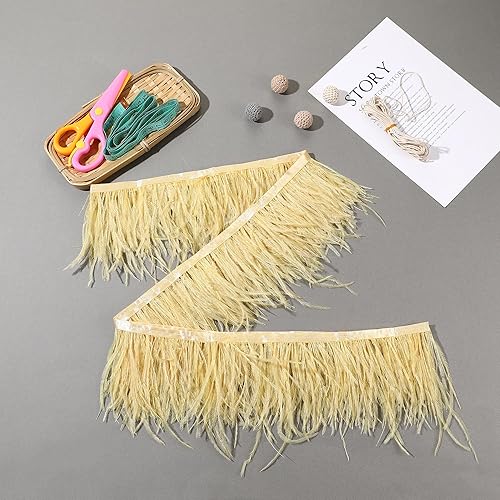 Miniatura 51 de Ribbón de plumas de avestruz rojo, 1.5 capas, 2 yardas de 4 a 5 pulgadas, cintas con flecos, para costura, vestido, proyectos de manualidades