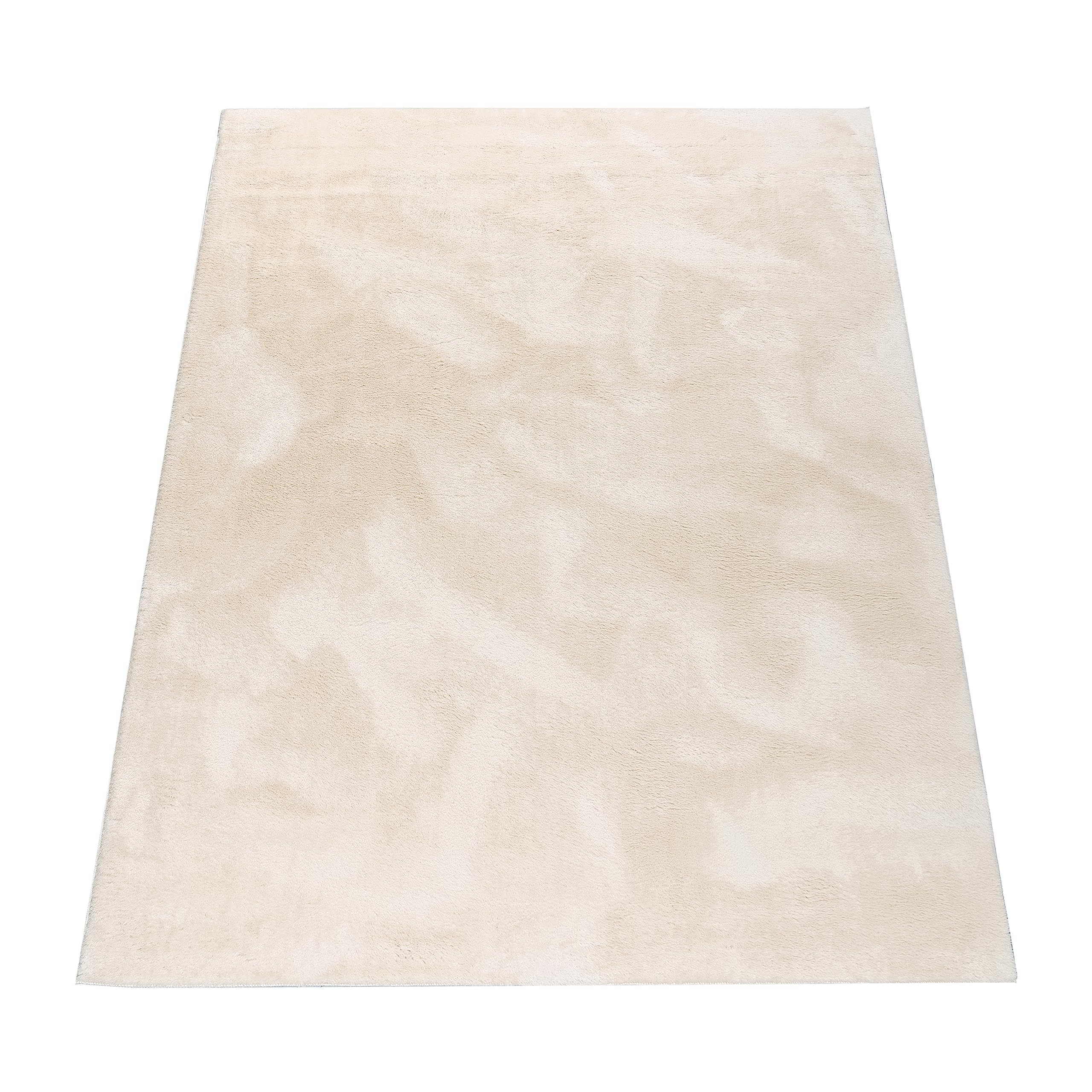 Paco Home Teppich Wohnzimmer Schlafzimmer Kurzflor Waschbar Einfarbiges Muster Flauschig Weich rutschfest Moderne Deko, Grösse:200x280 cm, Farbe:Creme
