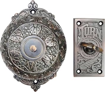 A29 Solid Brass Victorian Wireless Twist Doorbell, Oil Rubbed Bronze Finish, Mechanical Chime - Vintage Doorbell for Homes with Manual Hand Turn Chime, Decorative Classic Design, DIY Installation