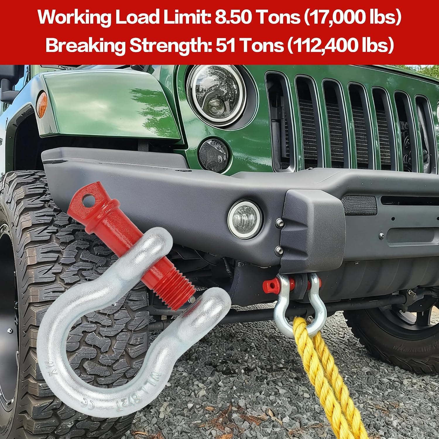 lukar 4 Pack 1" Anchor Shackle, Alloy Steel D Ring Shackles, Load Limit 8.5 Tons (17,000 Lbs) Clevis Shackle with Alloy Screw Pin, Heavy Duty Shackle for Towing, Rigging, Vehicle Recovery, Winch