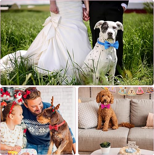 Miniatura 5 de Collar para perro con lazo, collar de perro con lazo para cachorros, perros pequeños y medianos, caminar a diario o fiestas de vacaciones (rosa