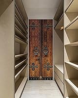 Vista 4 de FLFK Adhesivo de Pared para Puerta - Retro, Desengancha y Pega, Tamaño Combinado 32"x80", Dividido en 2 Piezas