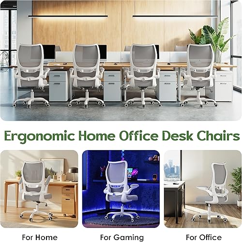 Miniatura 9 de Silla de oficina ergonómica de escritorio, cómoda silla de oficina de malla con respaldo alto con ruedas de apoyo lumbar, sillas de oficina para el