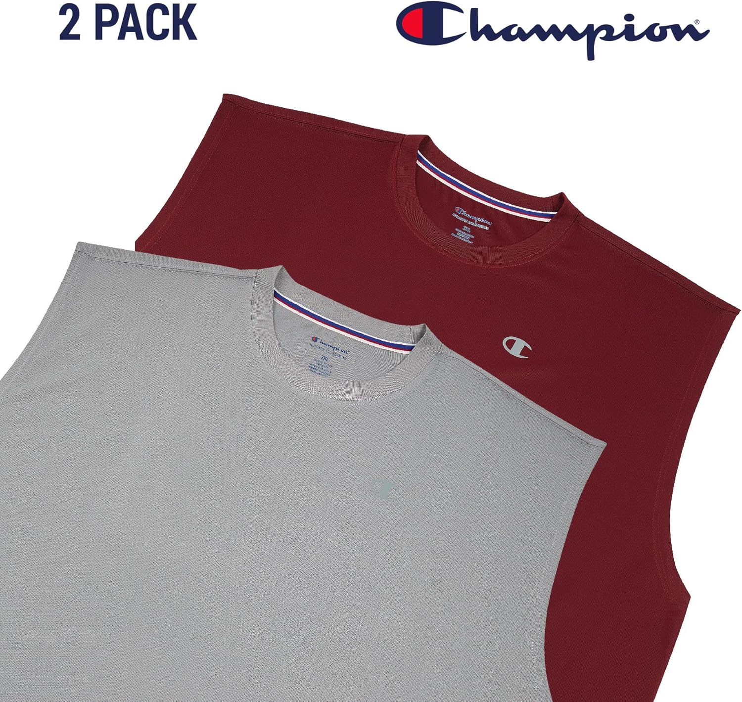 Champion Men's Big and Tall Performance Sleeveless Muscle Shirt 2 Pack - Image 2