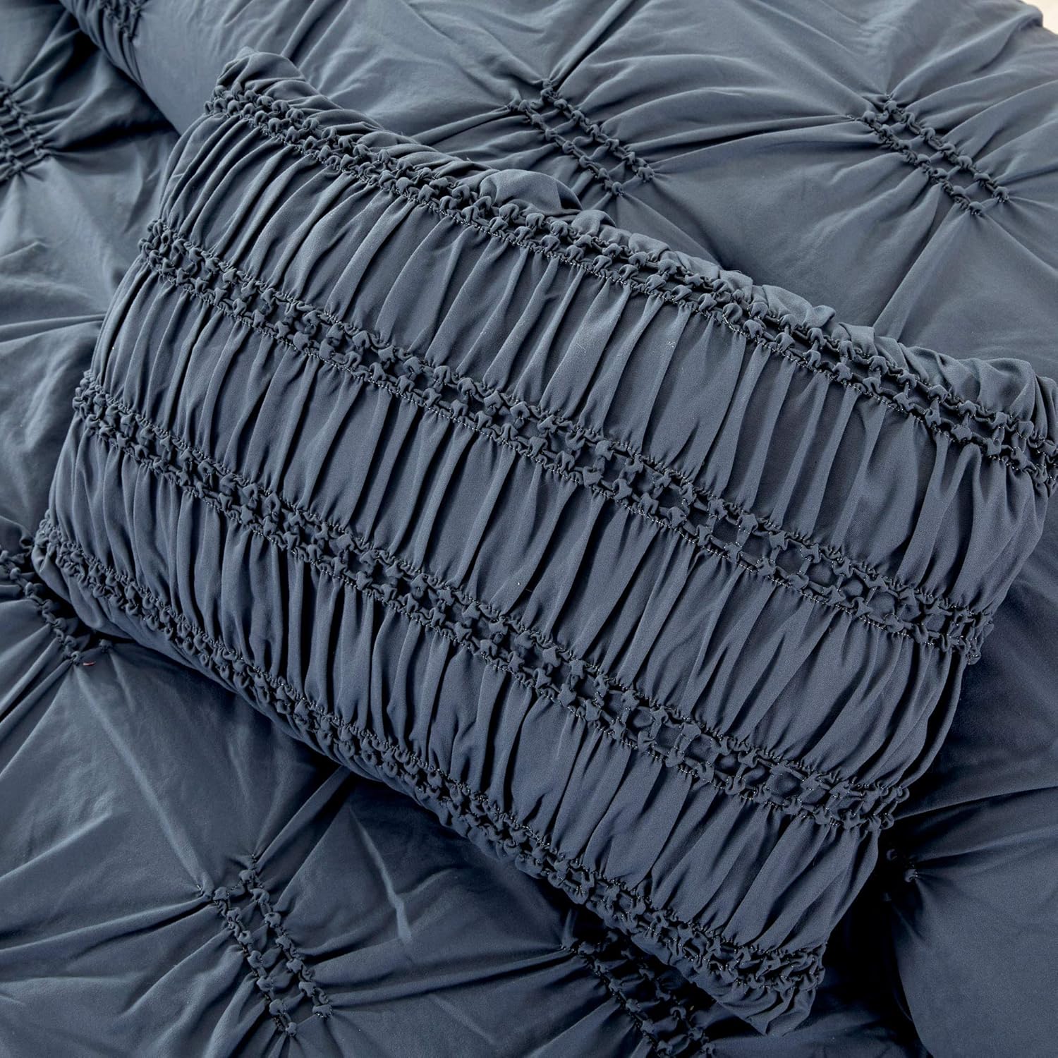 Amrapur Overseas 5-Piece Amanda Solid Textured Comforter Set Navy King