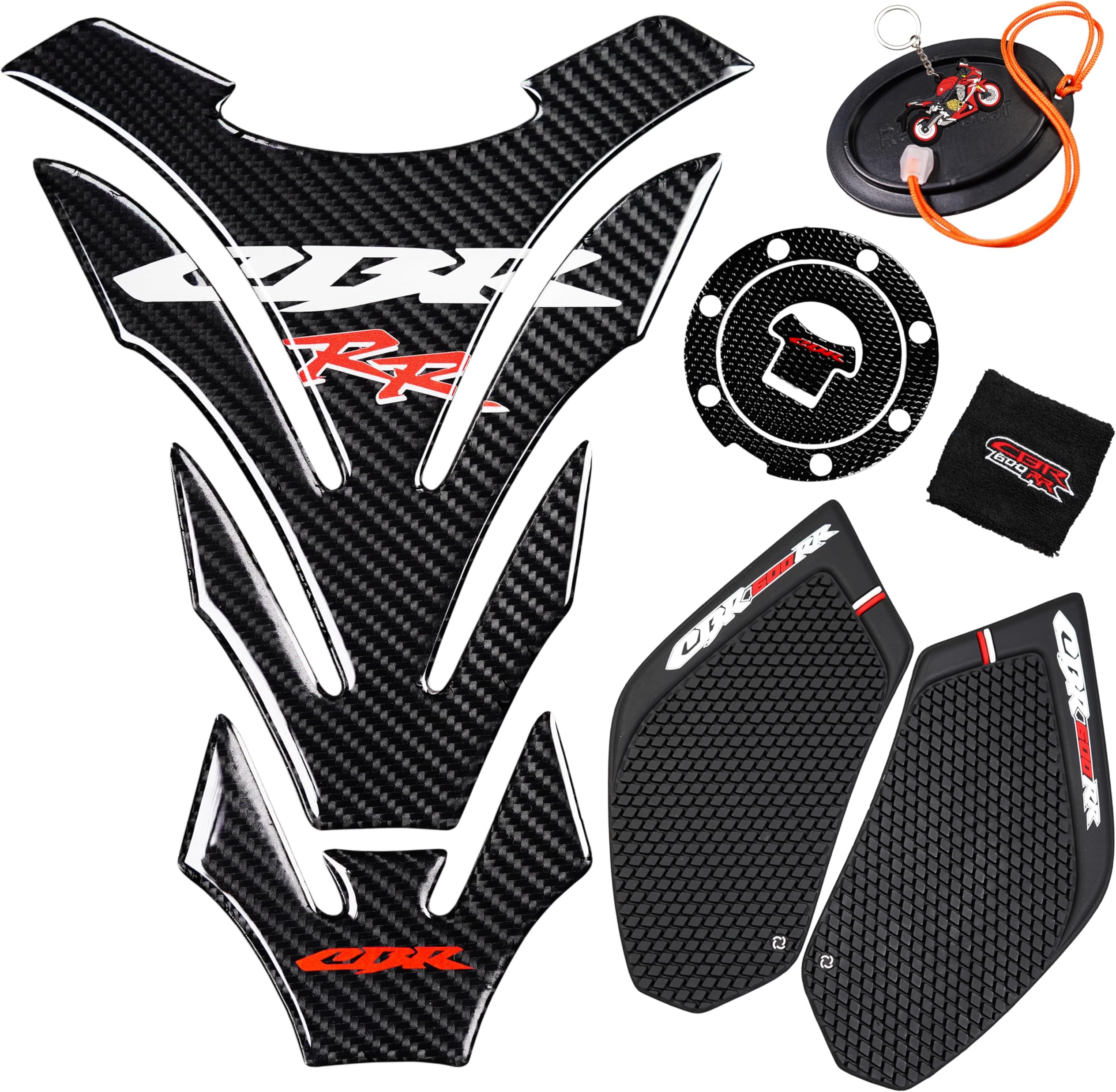 Real Carbon Look, Protector Pad, Tank Pad Decal Stickers, Tank Side Traction Pad, Fuel Gas Tank Cap,Anti Slip sticker, Traction Side, Fuel Knee Grip Decal for CBR 600RR 2003-2006