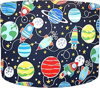 Navy Space Themed Lampshade, Choice of 20cm to 35cm Diameter, Space Rocket Bedroom Accessories, Space Lampshade For Kids Bedroom, Glow In The Dark Lamp Shades Ceilings, Blue Baby Boy Light Shade