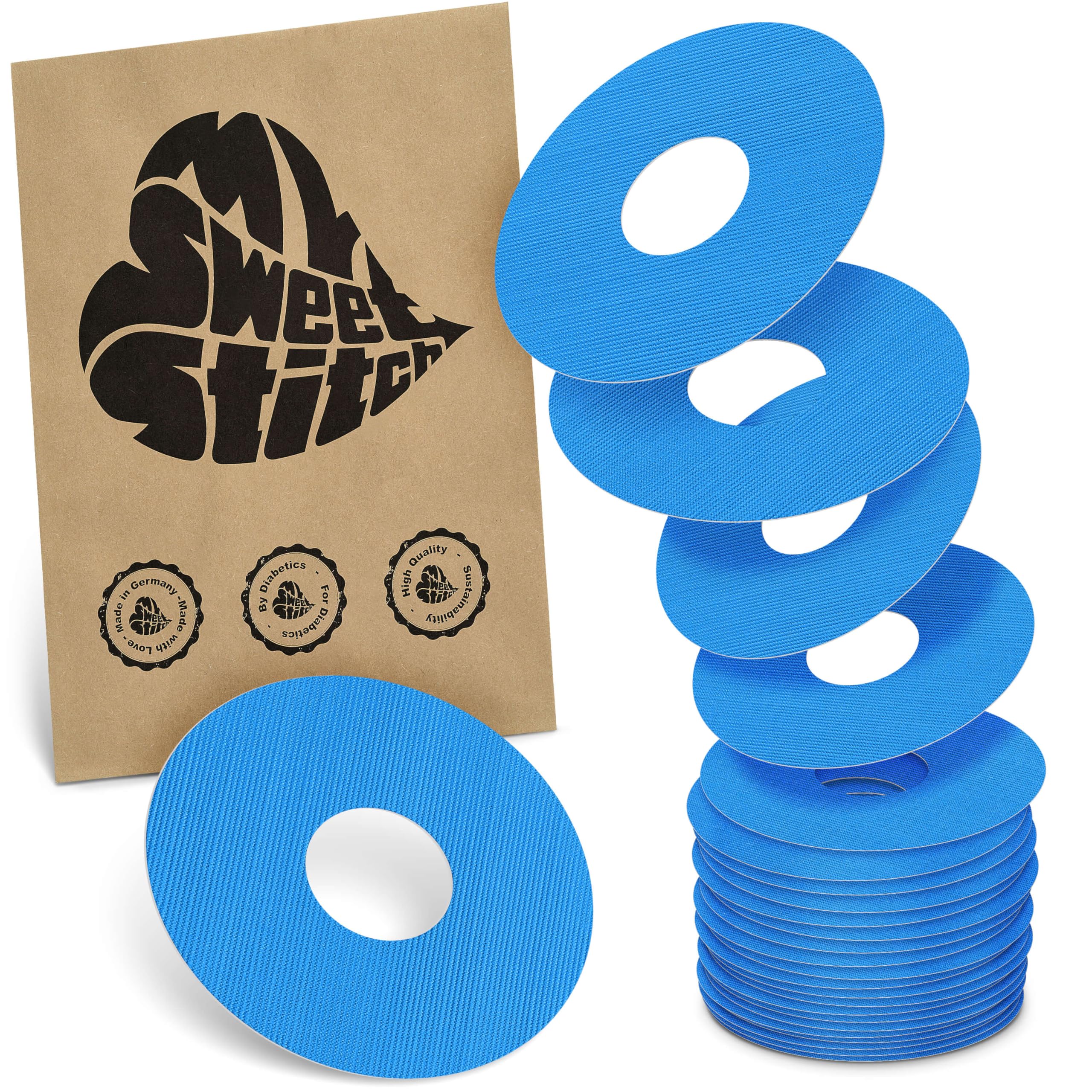 MySweetStitch, 25 x Freestyle Libre 3 Round Patches, Ring Patch diameter 60mm, Inner diameter 20mm, Waterproof, Breathable