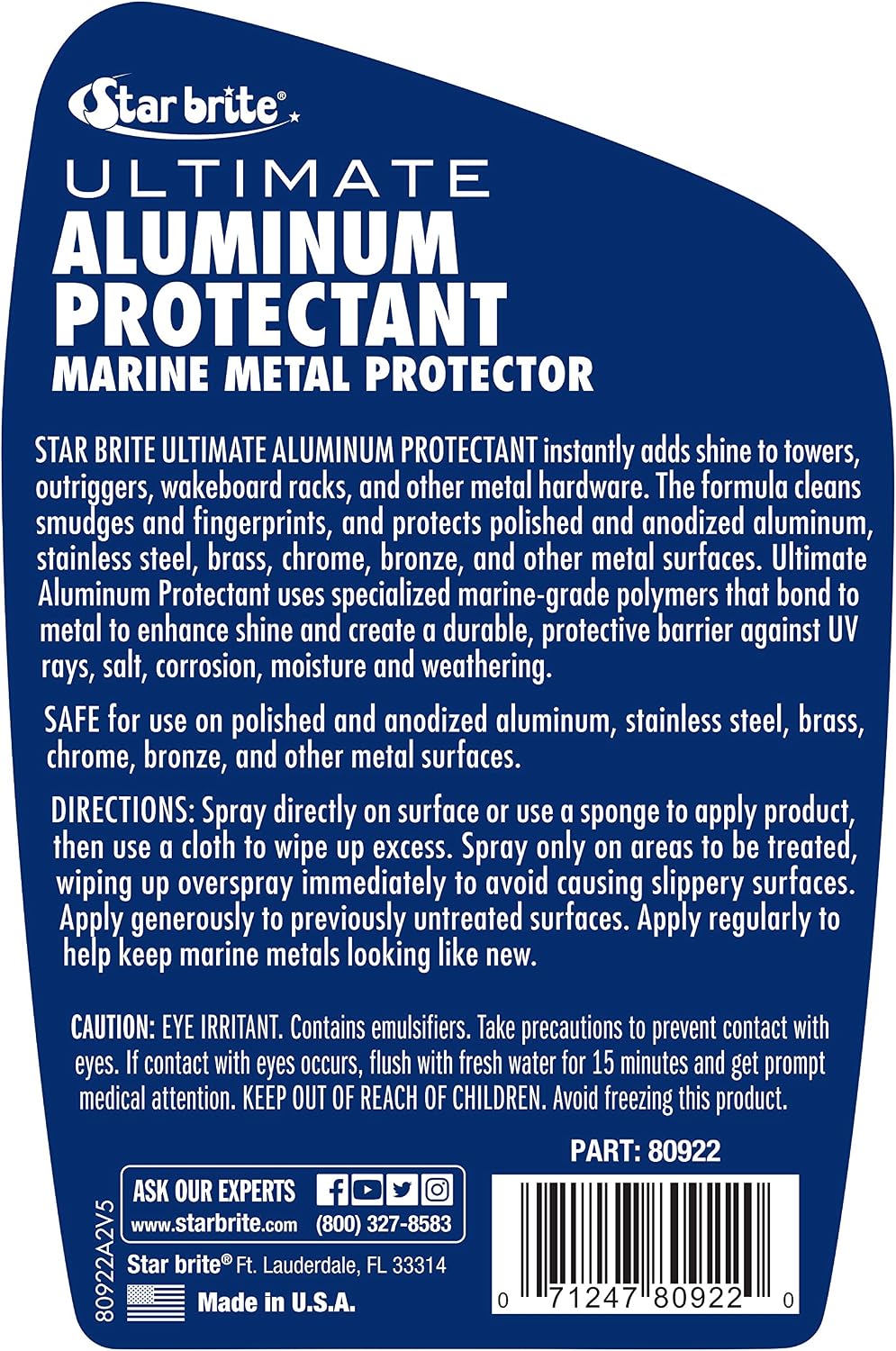 STAR BRITE Ultimate Aluminum Protectant - Quick Protection for Polished & Anodized Aluminum, Shields Against Saltwater, Corrosion & Pitting - Ideal for Towers, Outriggers, Pontoons - 22 OZ (080922P)