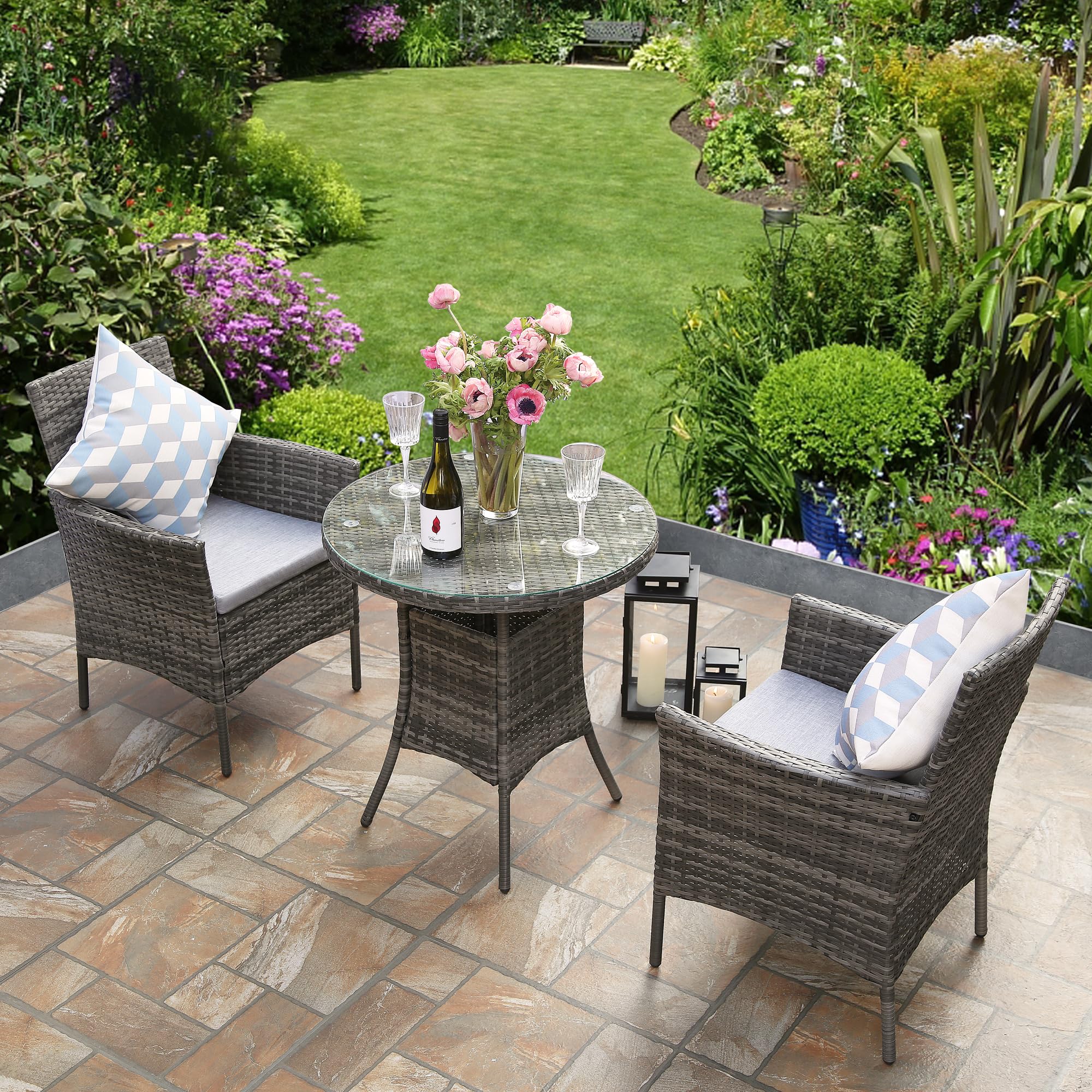 Outdoor Bistro Set Garden Chairs And Small Table RayGar 3pcs
