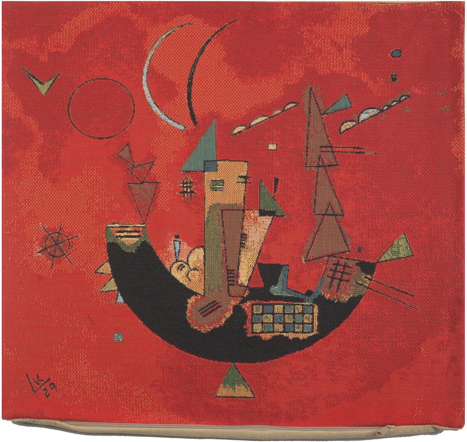 Charlotte Home Furnishings Decorative Pillow Cover 18x18 in, Kandinsky Mit Throw Pillow Cover for Couch and Bed, Tapestry Cushion Cases for Living Room Home Decor, Soft European Cotton Jacquard Woven