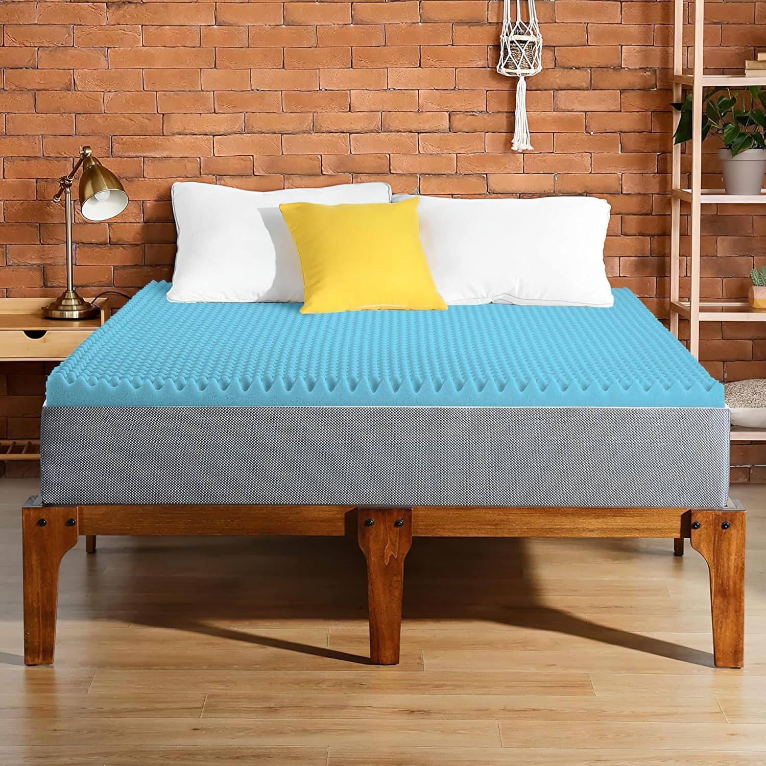 Greaton, 1-Inch Premium Convoluted Gel Memory Foam Toppers for Enhanced Comfort and Support, Twin, Blue