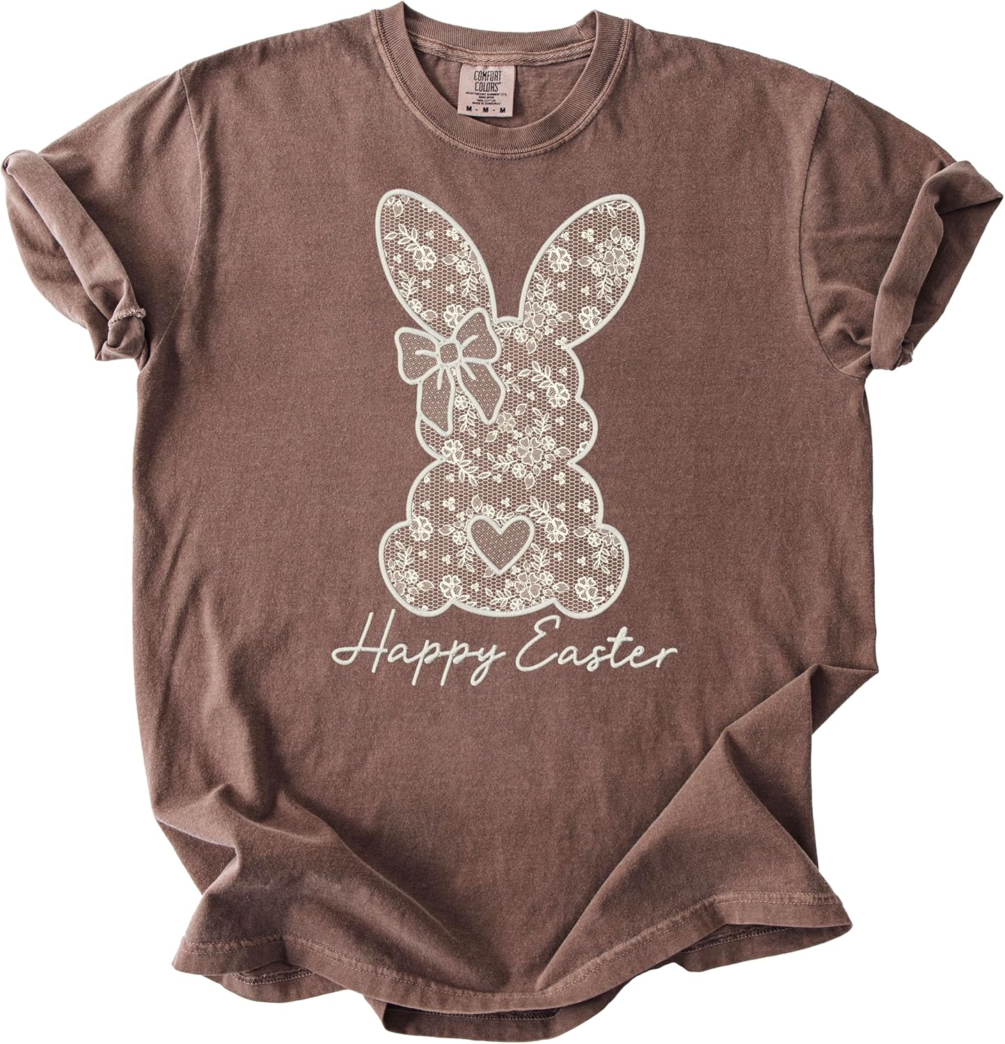 Elegant Printed Lace Bunny Shirt Comfort Colors Easter Tee for Women and Teens