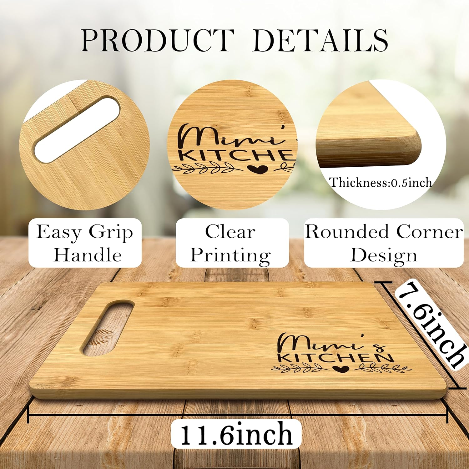FONDCANYON Mimi Gifts For Grandma, Kitchen Bamboo Cutting Board Decor, Gifts For Birthday, Christmas, Mother's Day