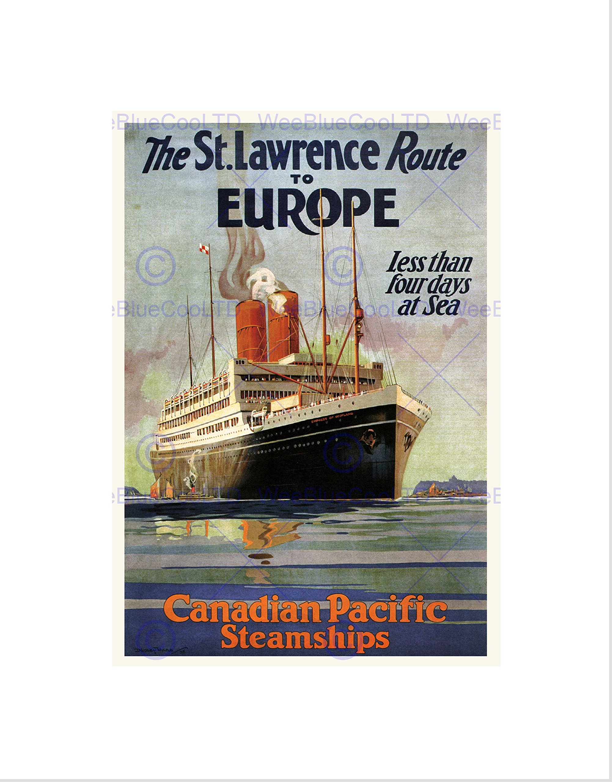 Wee Blue Coo St Lawrence River Canadian Pacific Canada Ship Liner Vintage Art Wall Art Print