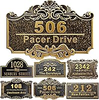 Vista 47 de Placa personalizada de dirección de casa de 12 pulgadas, números fundidos para exteriores, placa de señal de dirección personalizada con nombre