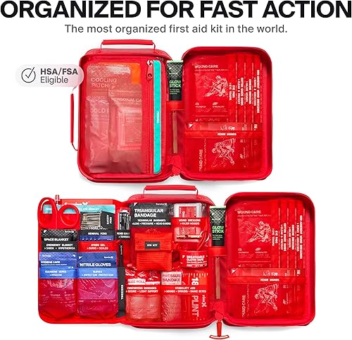 Miniatura 3 de Kit de primeros auxilios impermeable grande para automóvil, viajes y hogar, kit de emergencia para senderismo, camping, mochilero y al aire libre,