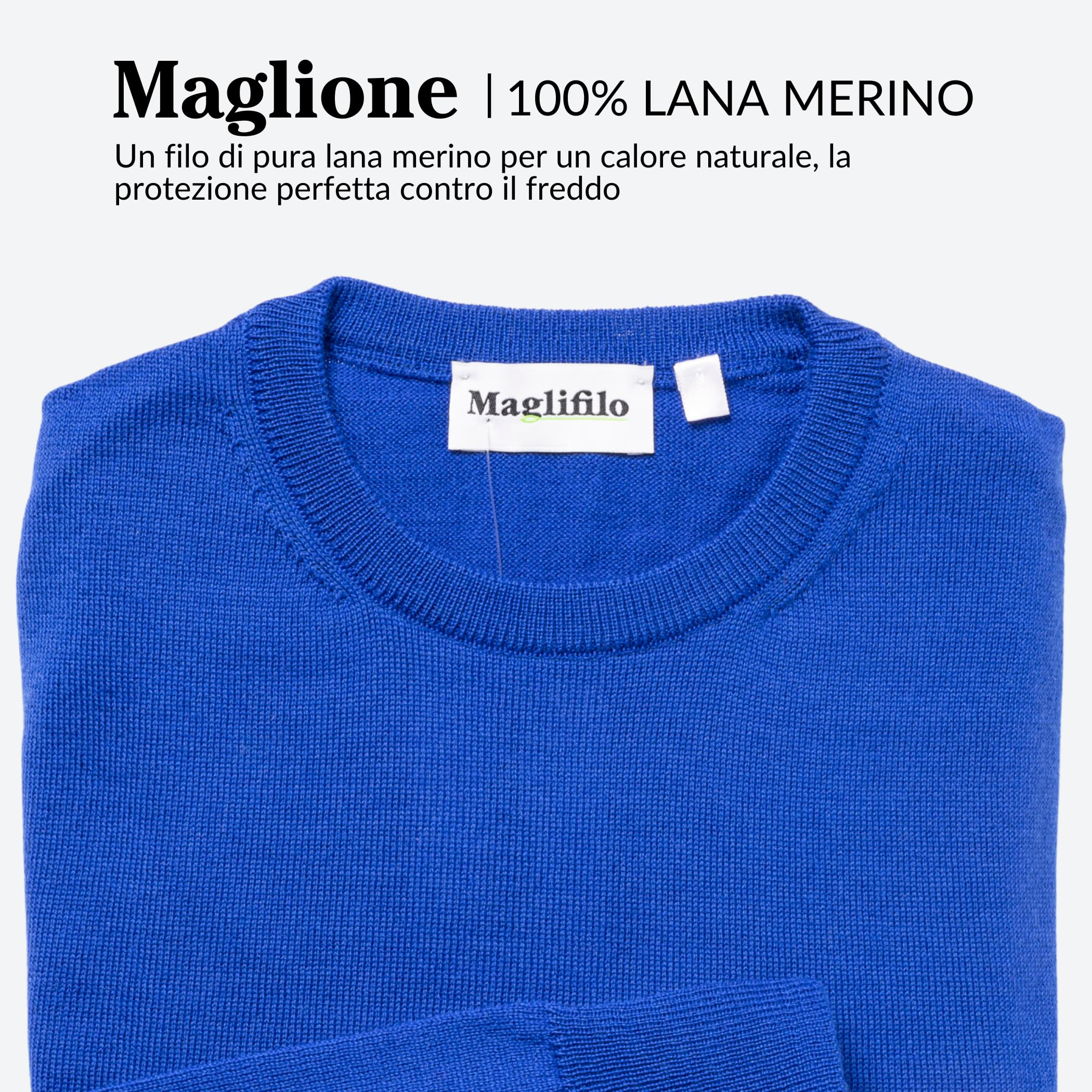 Maglione Uomo 100% Lana Merino, Morbido | Caldo e Traspirante in Maglia Rasata – Girocollo Elegante e Versatile per Ogni Occasione – Idea Regalo con Confezione Inclusa