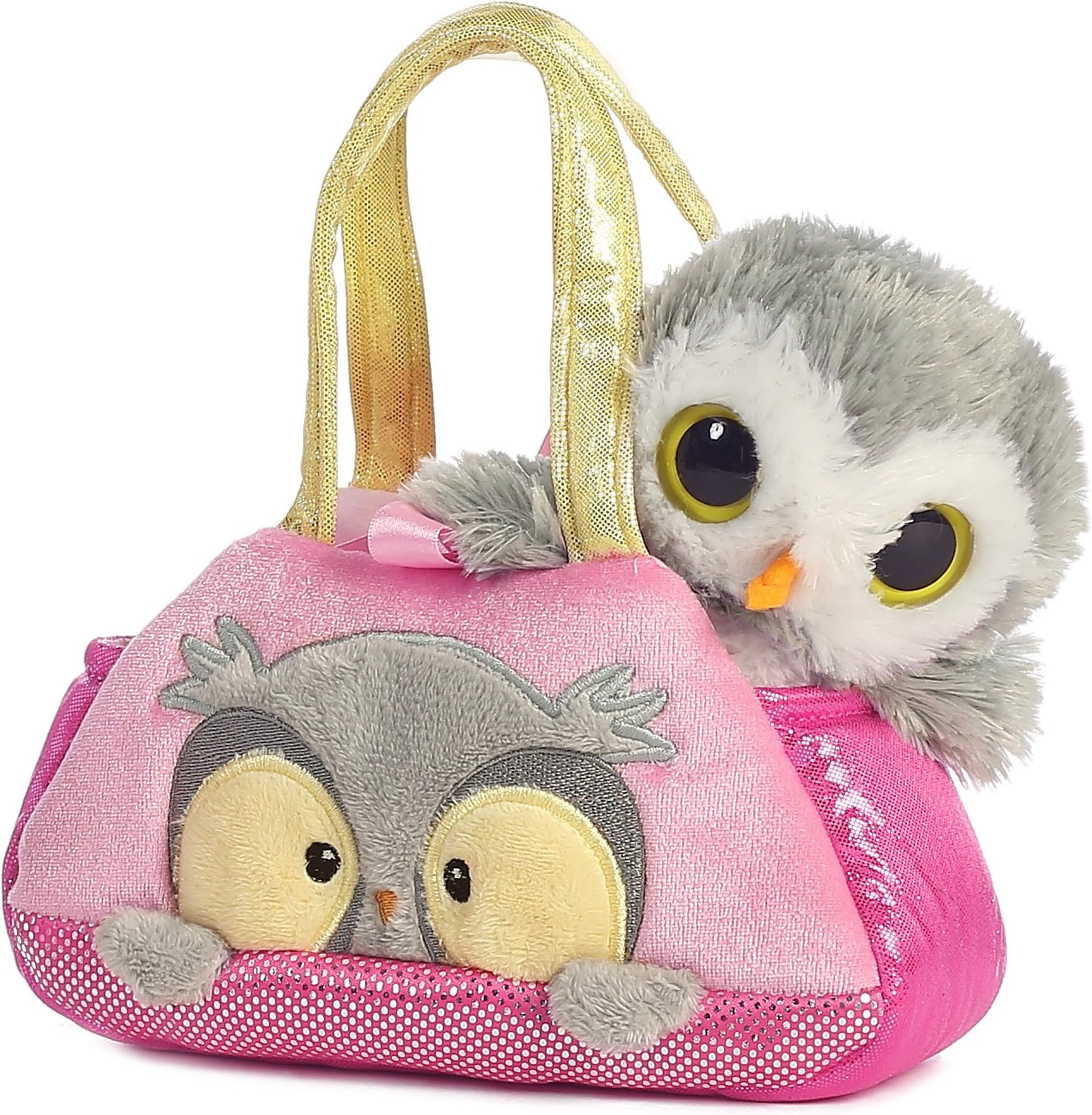 Aurora® Fashionable Fancy Pals™ Peek-A-Boo™ Owl Stuffed Animal - Plush with Stylish Purse for Dress Up Fun - Perfect for Kids 3+ Years, Costumes, and Birthdays - Multicolor 7.5 Inches