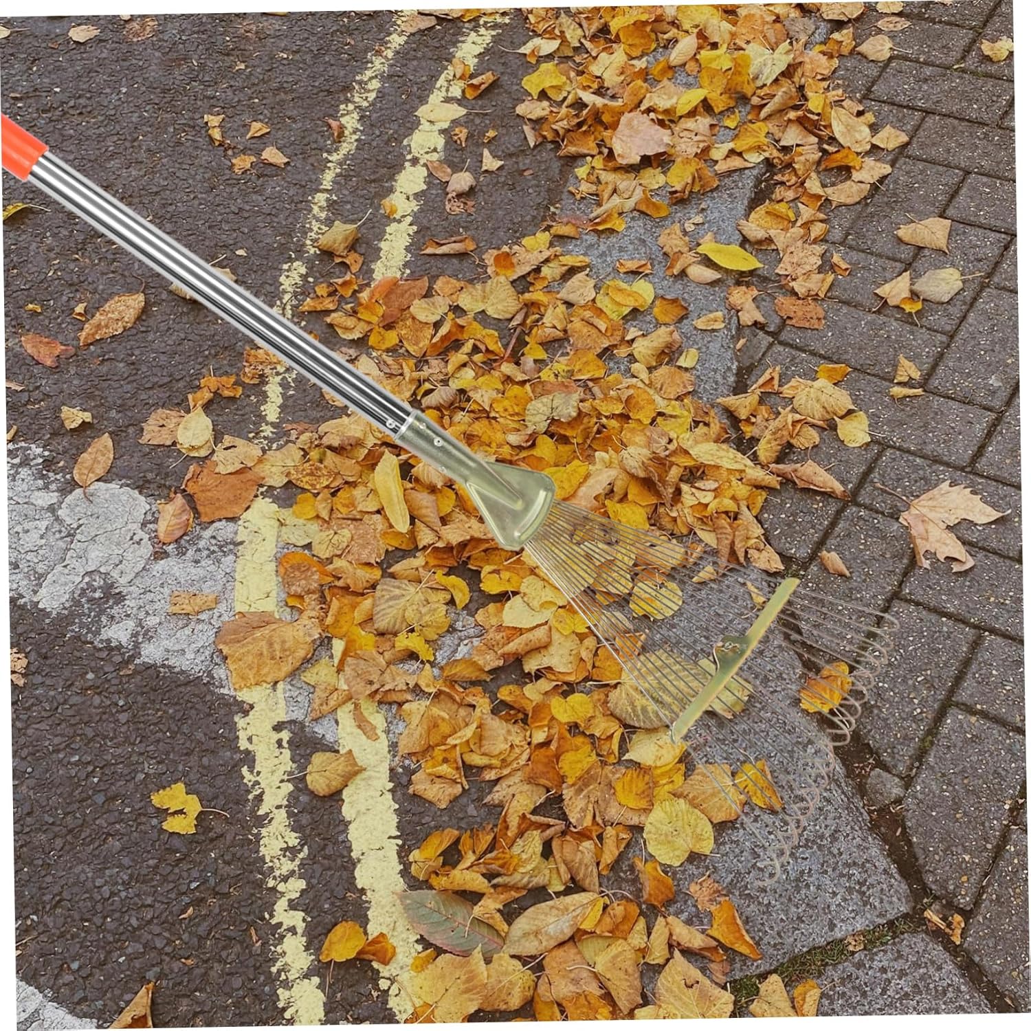 POPETPOP Retractable Garden Rake with Ergonomic Handle Stainless Steel Tine Leaf Rake for Efficient Lawn Care for Digging Cleaning Leaves and Gardening Tasks