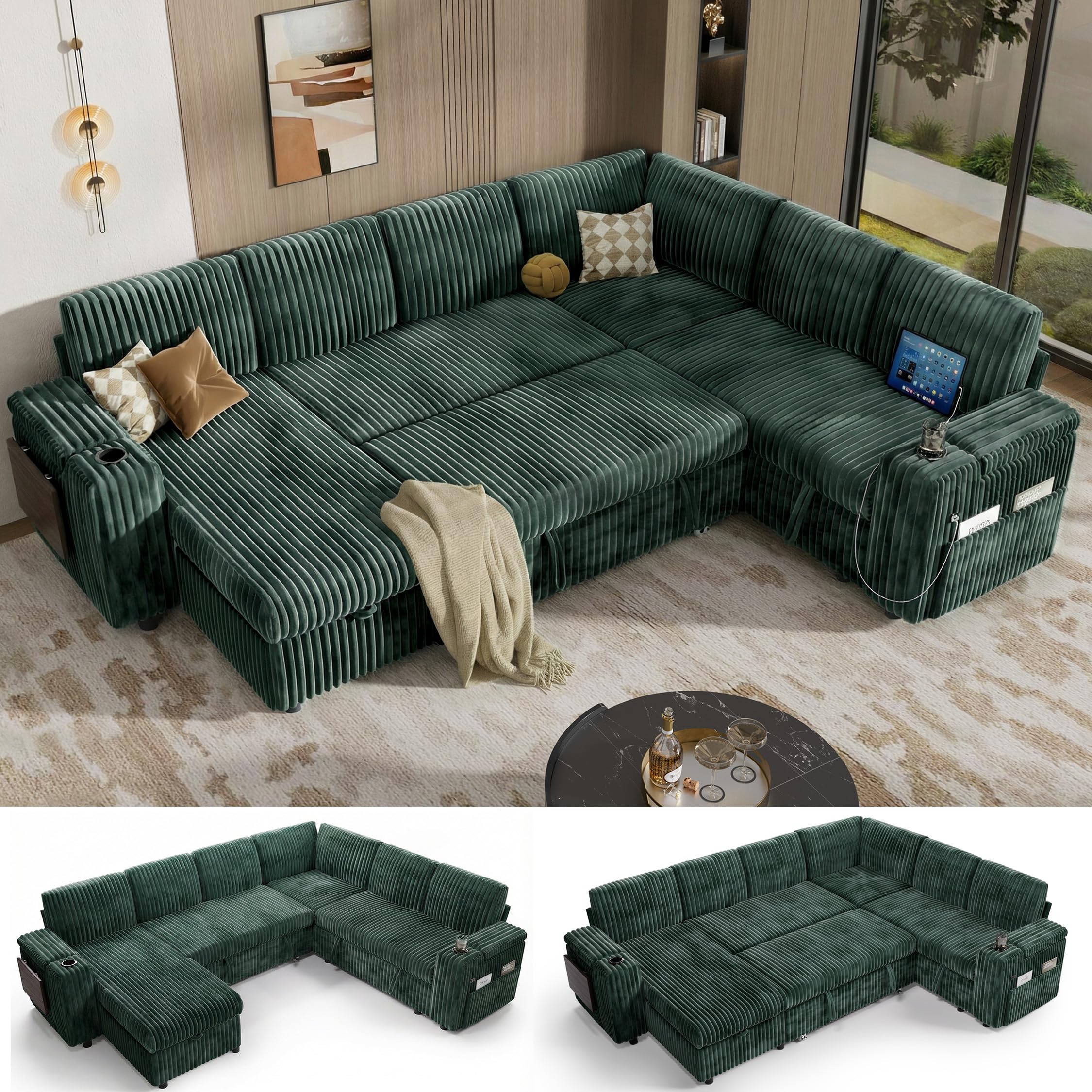 Vipbear 111 Modular Corduroy Sleeper Sofa