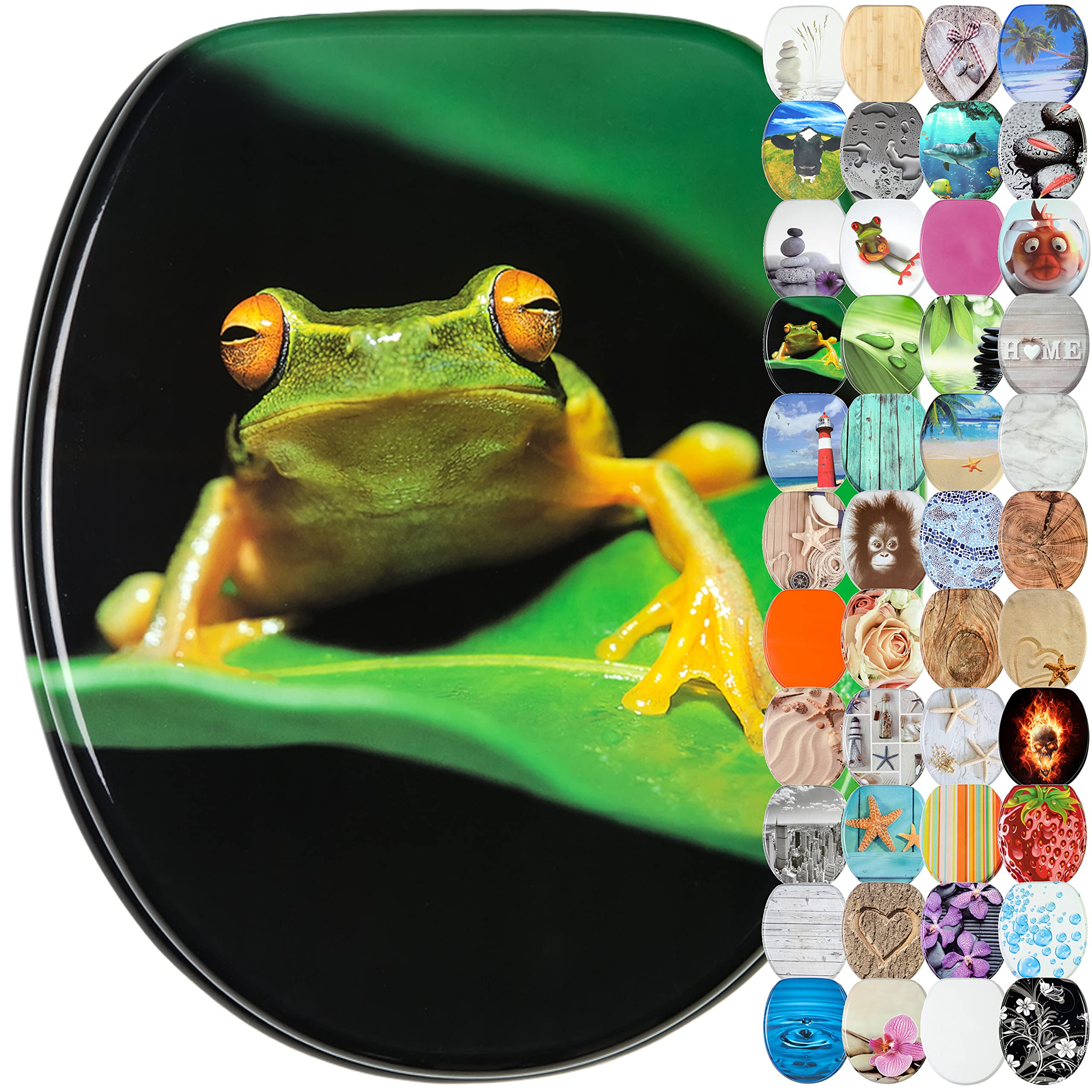Sanilo Toilet Seat, Wide Choice of Beautiful Toilet Seats, Stable Hinges, Easy to Mount (Green Frog) — image 1