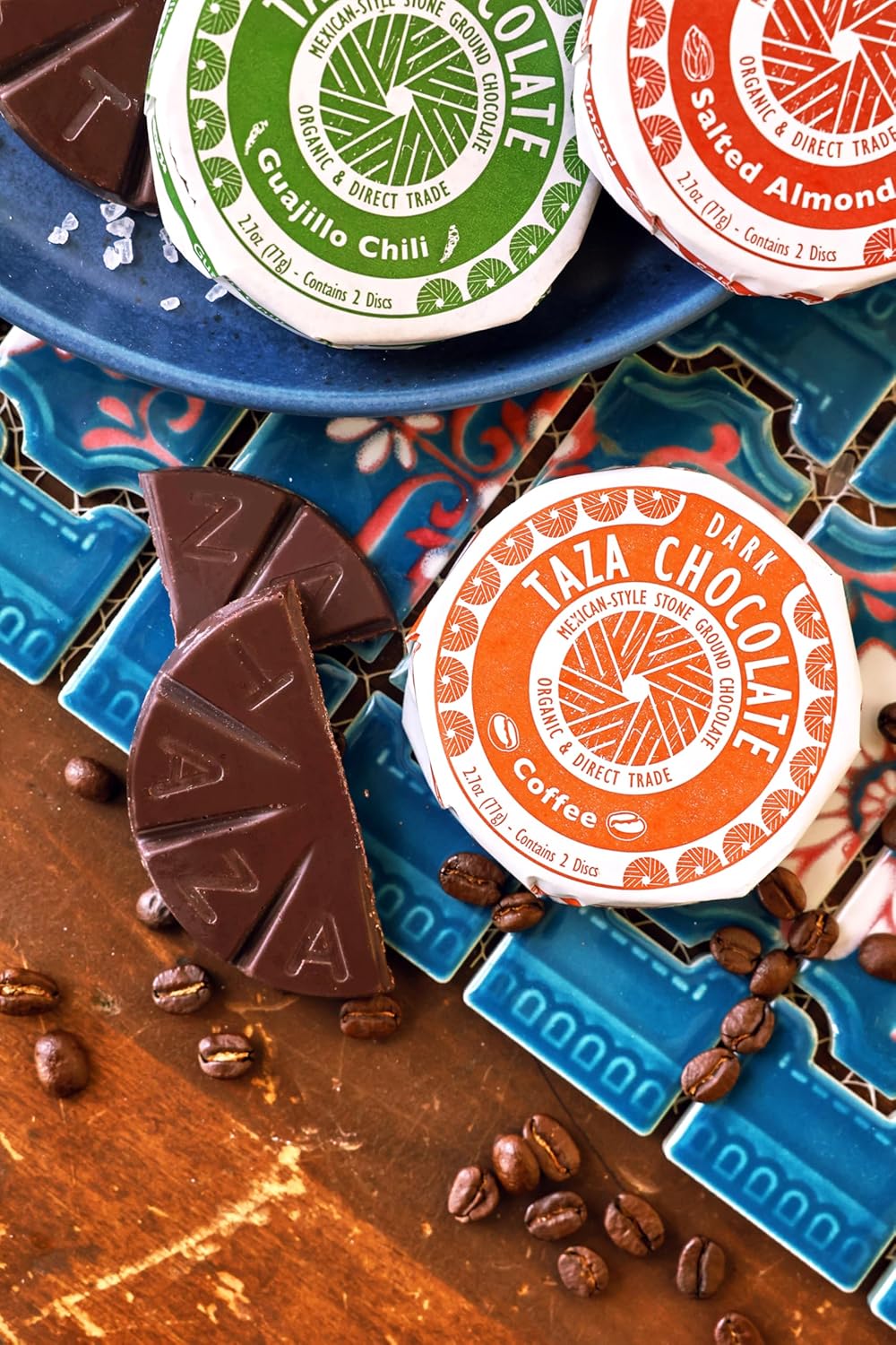 Taza Chocolate Organic Mexicano Disc Stone Ground, Variety Pack, 1.35 Ounce (8 Count), Vegan
