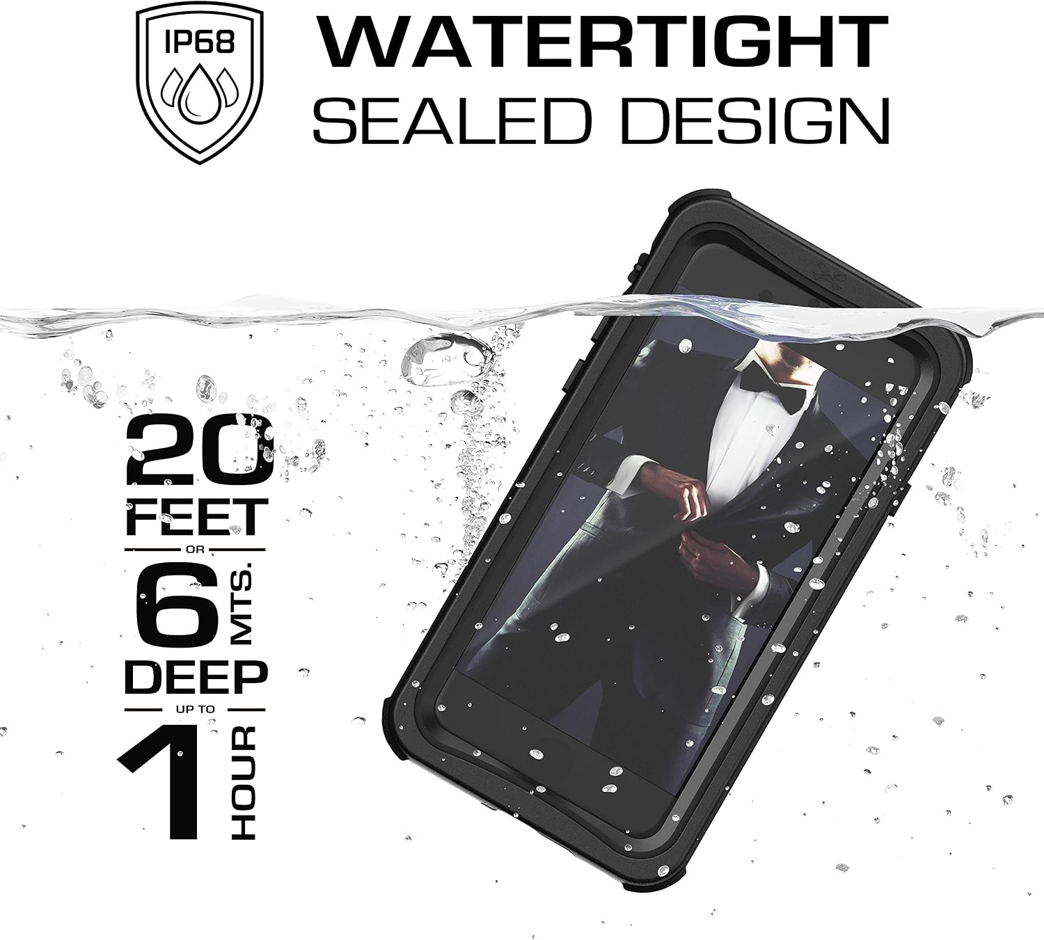 Ghostek NAUTICAL 2020 iPhone SE iPhone 8 Waterproof Case Screen Protector iPhone 7 Cover Protective Full Body Heavy Duty Protection Designed for Apple iPhone SE 2020, iPhone 8, iPhone 7 (4.7") (Black)