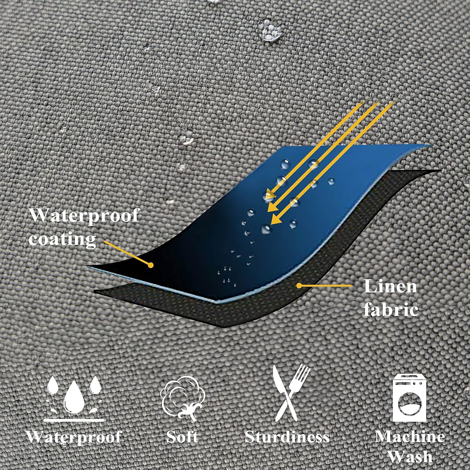 Home Brilliant Patio Pillows Outdoor Spring Waterproof Linen Throw Pillows Lumbar Rectangle Accent Pillows for Bed Room Indoor Outside, 4 Pieces, 12x20inches(30x50 cm) Light Grey - Image 2