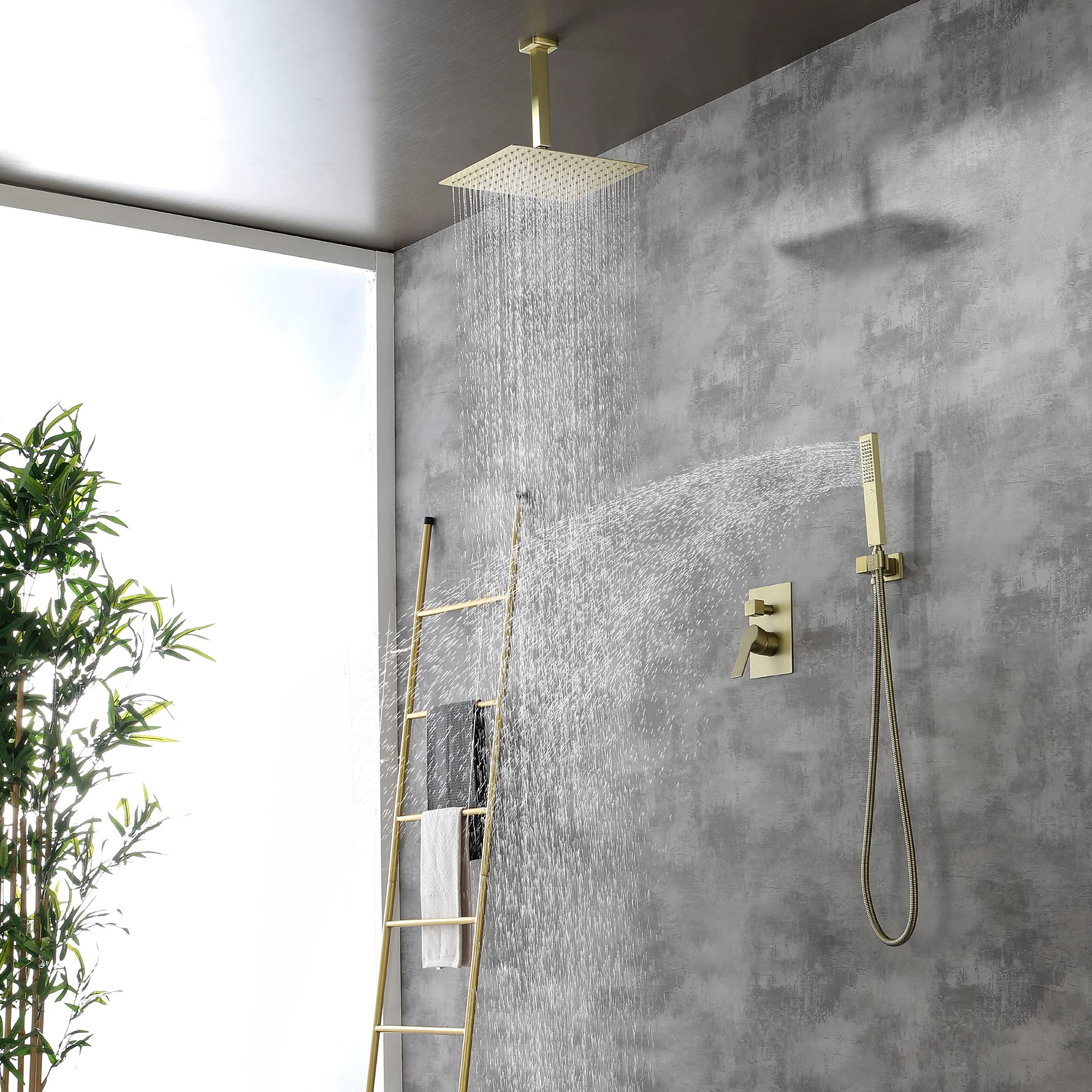 SHAMANDA Ceiling Mount Shower System, 12Inch Bathroom Luxury Rain