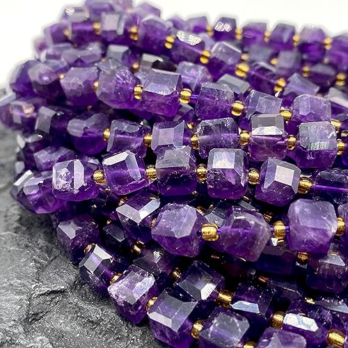 Miniatura 4 de ABCGEMS - Cuentas de amatista oscura africana (una técnica de corte revolucionaria aporta un aspecto más dinámico a un cubo tradicional) piedra