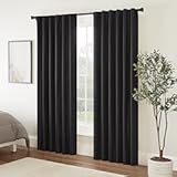 Fresno Modern Blackout Thermal Rod Pocket Window Curtain for Bedroom (1 Panel), 52" x 84", Black