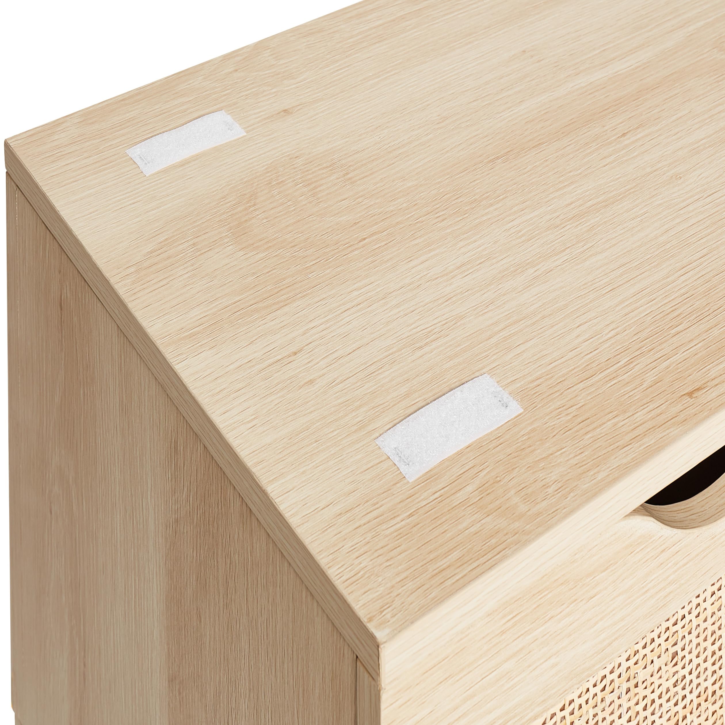 Beliani Banco con almacenaje Boho baúl Madera frentes Trenzados Madera Clara Washington