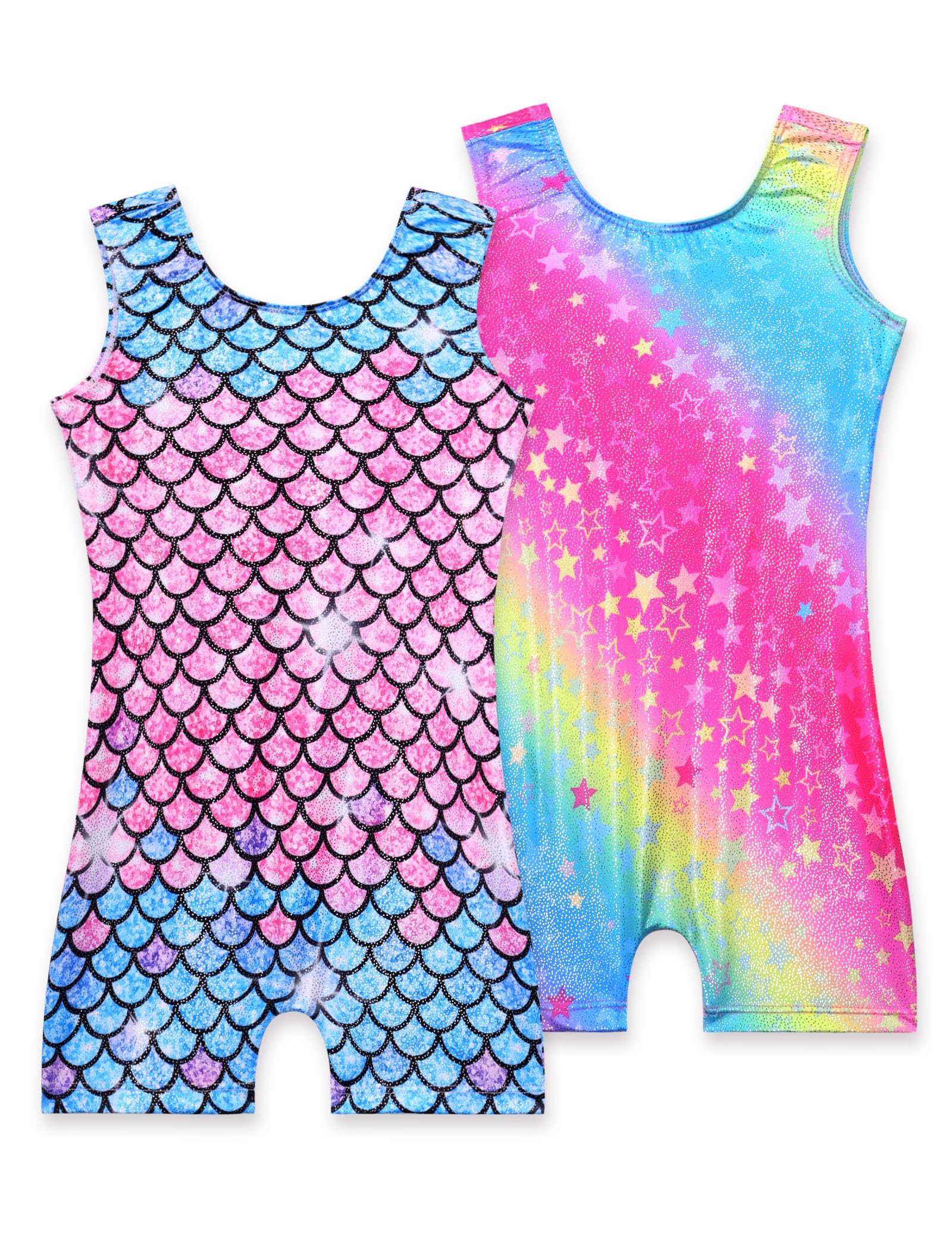 2 Pack Leotard for Girls Gymnastics Sparkly Sleeveless Unitards