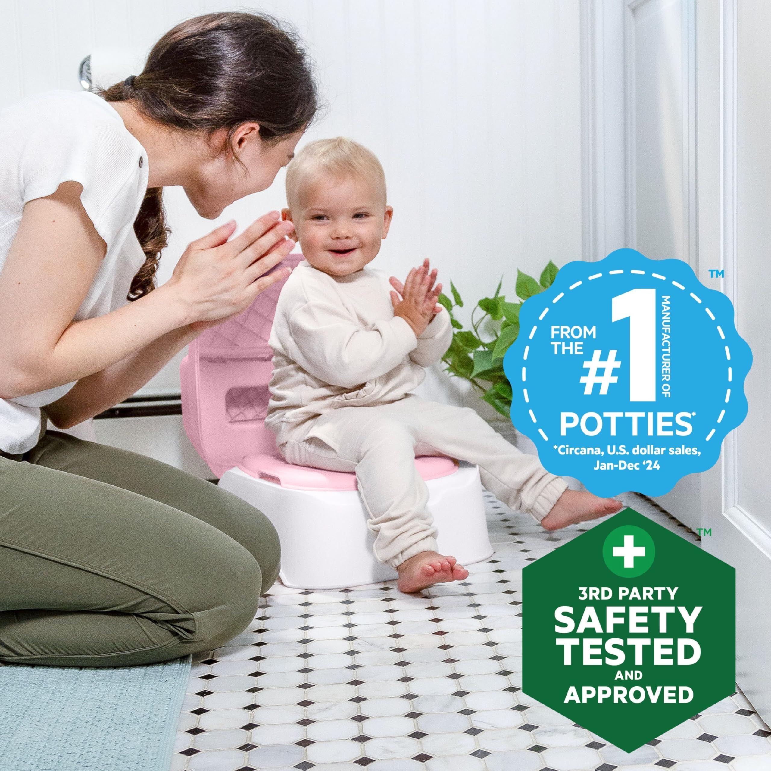 Ingenuity Prepare to Potty system 3 w 1 – nocnik, góra, stołek, łatwy montaż, różowy, dla dzieci w wieku od 18 miesięcy