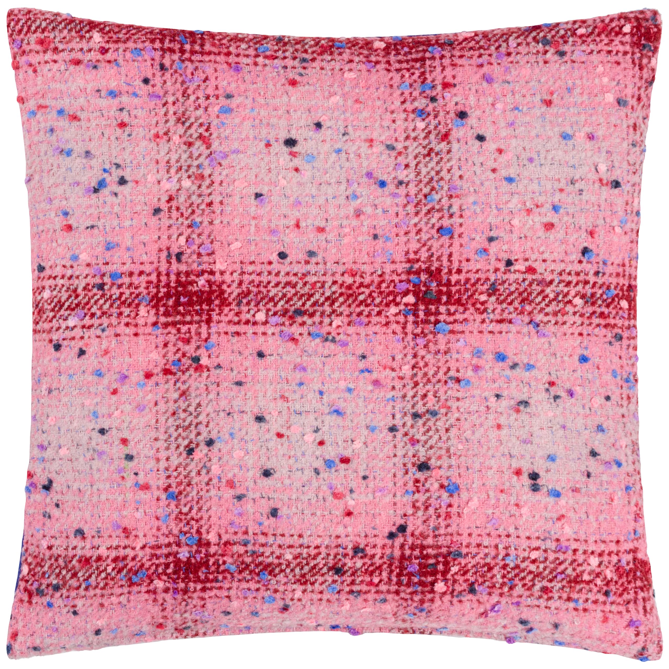 Heya Home Connie Check Feather Filled Cushion,Pink/Cobalt,45 x 45cm