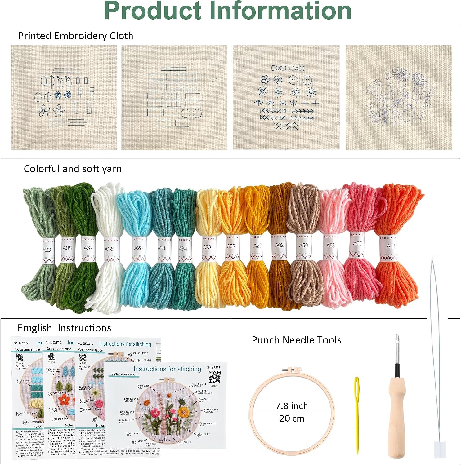 Myfelicity Punch nedle kit,Punch Needle Kits Adults Beginner,Learn Various Needlework Techniques for poking Embroidery