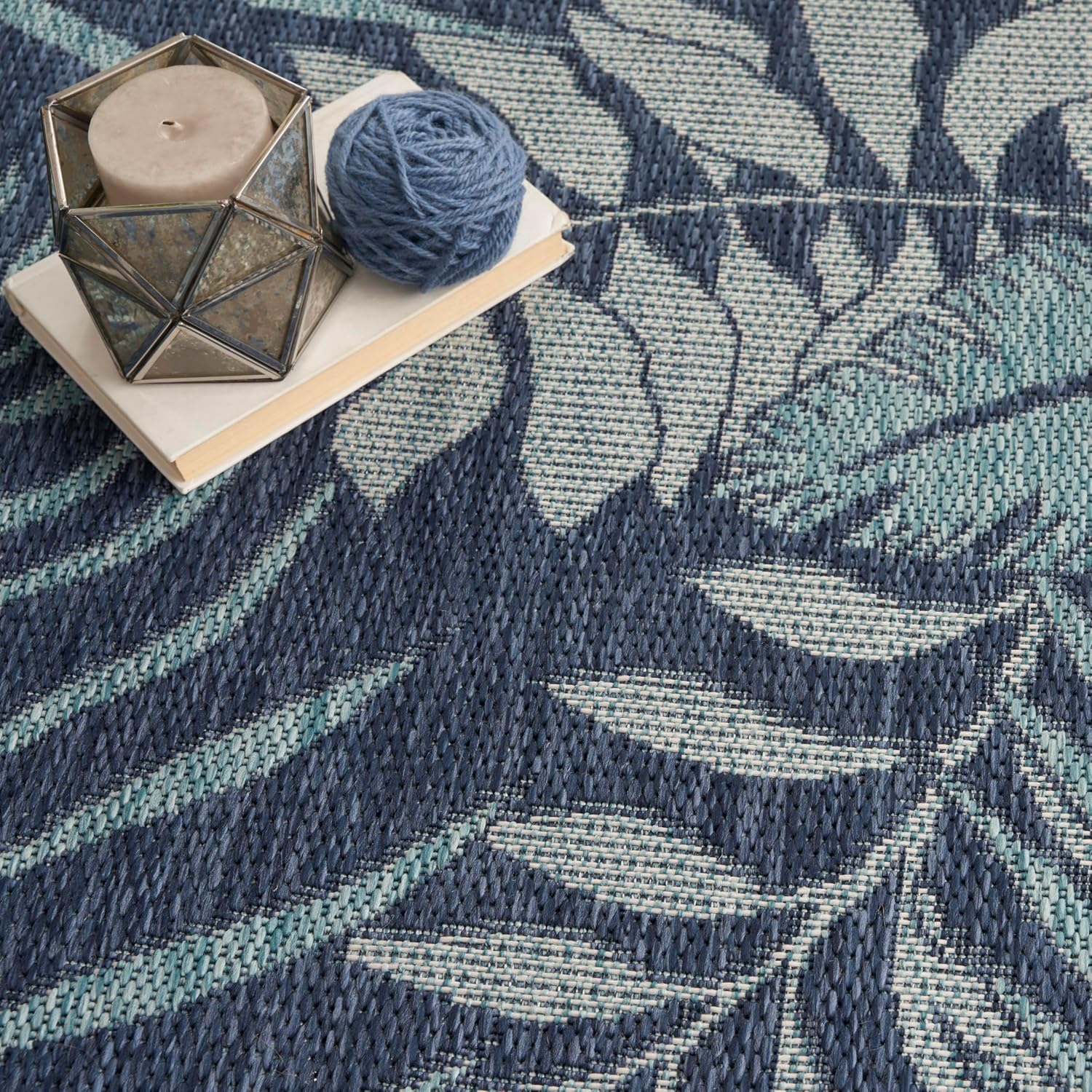 Nourison Home Garden Oasis Navy 9' x 12' Area Rug - Easy Clean, Non Shedding, Bed Room, Living Room, Dining Room, Kitchen (9' x 12')